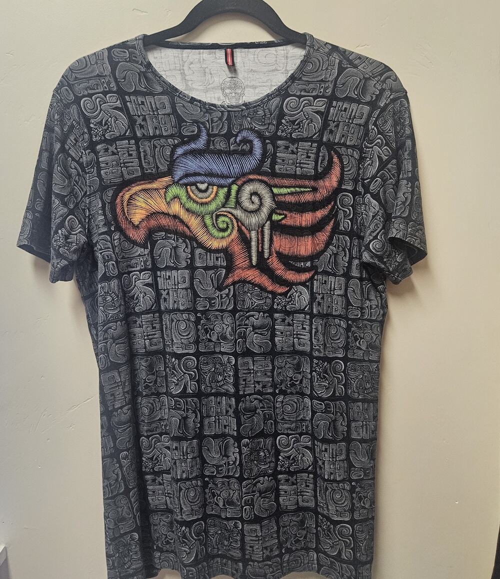 Ay Guey KETFULL Eagle Graphic Black Multicolor Short Sleeve Men's S Ladies M